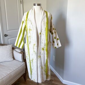 ELIZABETH SUZANN CLYDE JACKET TRENCH HANDPAINTED UPCYCLED COTTON CANVAS XXS/XS